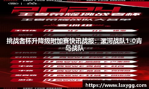 挑战者杯升降级附加赛快讯战报：漯河战队1-0青岛战队